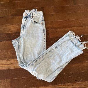 Garage Women's Jeans 00 23 Wide Leg High Waist Rise Distressed Light Wash